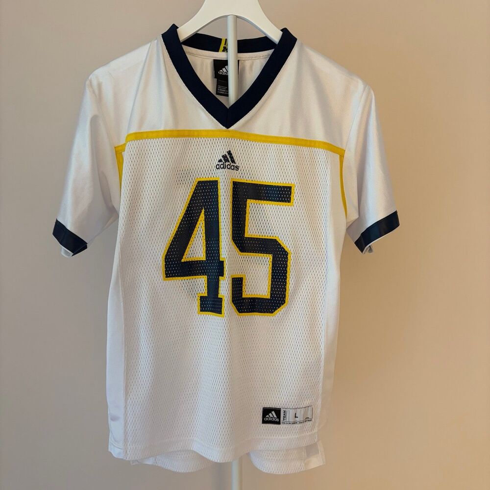 Vintage Adidas Michigan Wolverines Football Jersey Youth Boys Size Large White